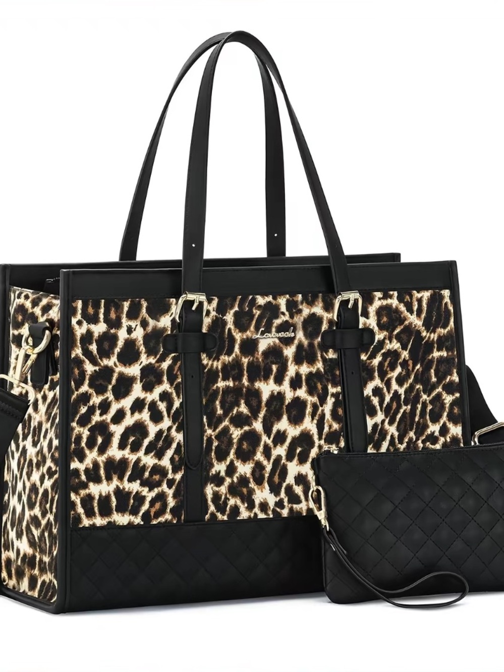Leopard Print Tote Bag with Black Trim